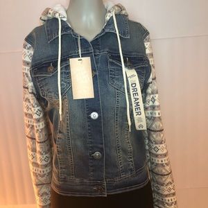 WallFlower Dreamer Giacca In Denim Con Cappuccio Per Donna – Maniche Morbide A Contrasto, Taglie Standard E Plus (XS-3X)
